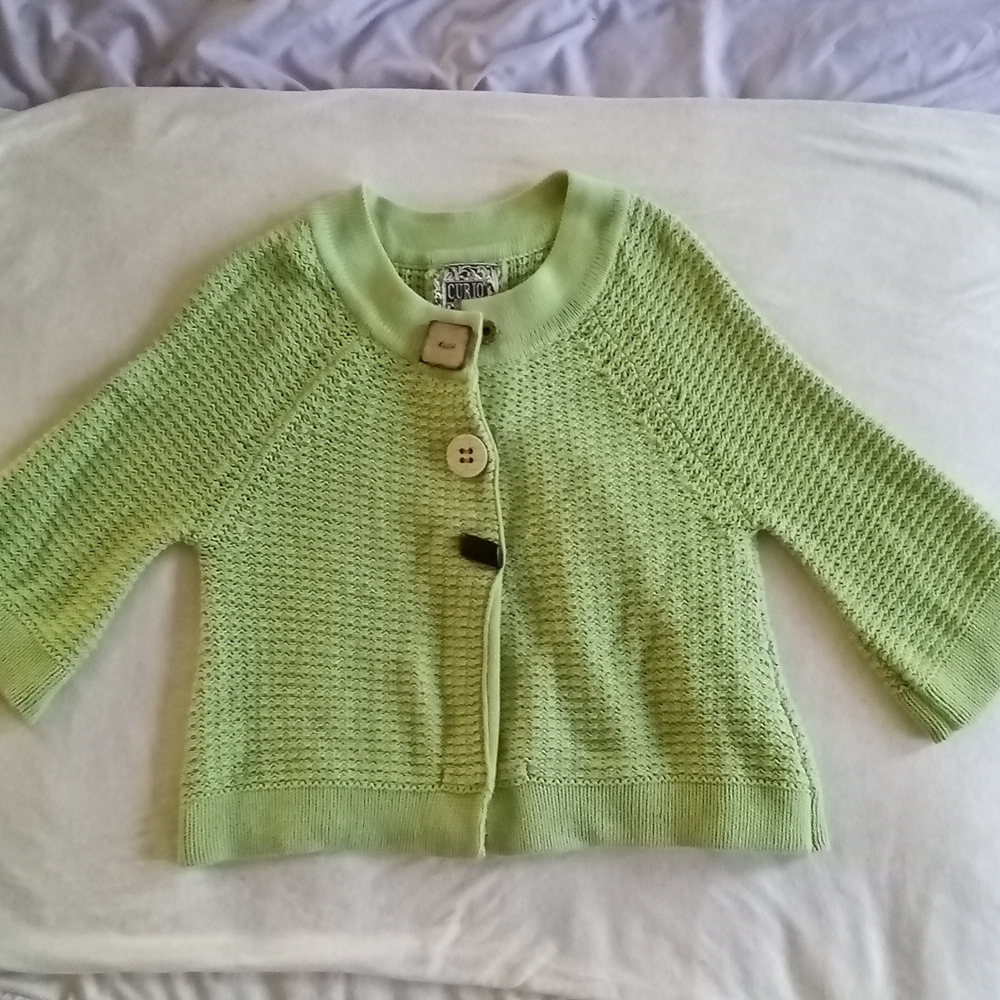 Curio lime green button sweater sz S